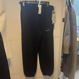 Off White Black Sweatpants with White Logo Embroidery